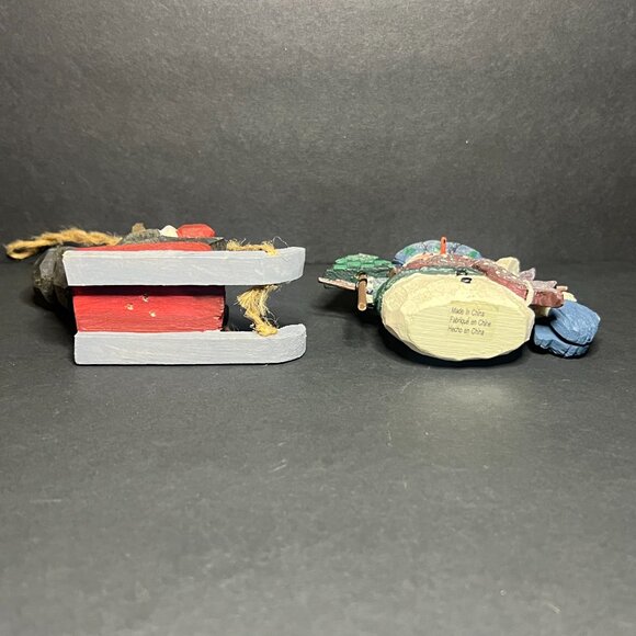 Lot of 2 Crate & Barrel Wooden Squirrel & Kirkland Snowman Christmas Ornaments - Picture 7 of 7